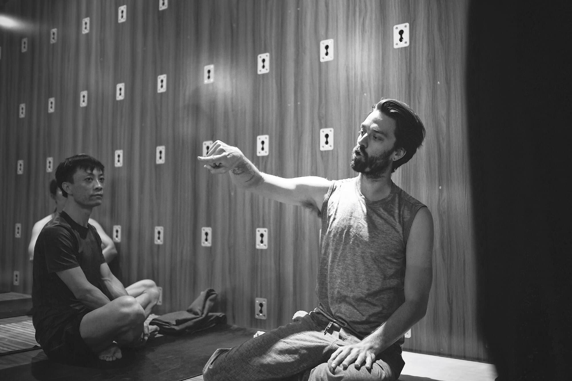 Jason Bowman teaching a yoga teacher training session, San Francisco