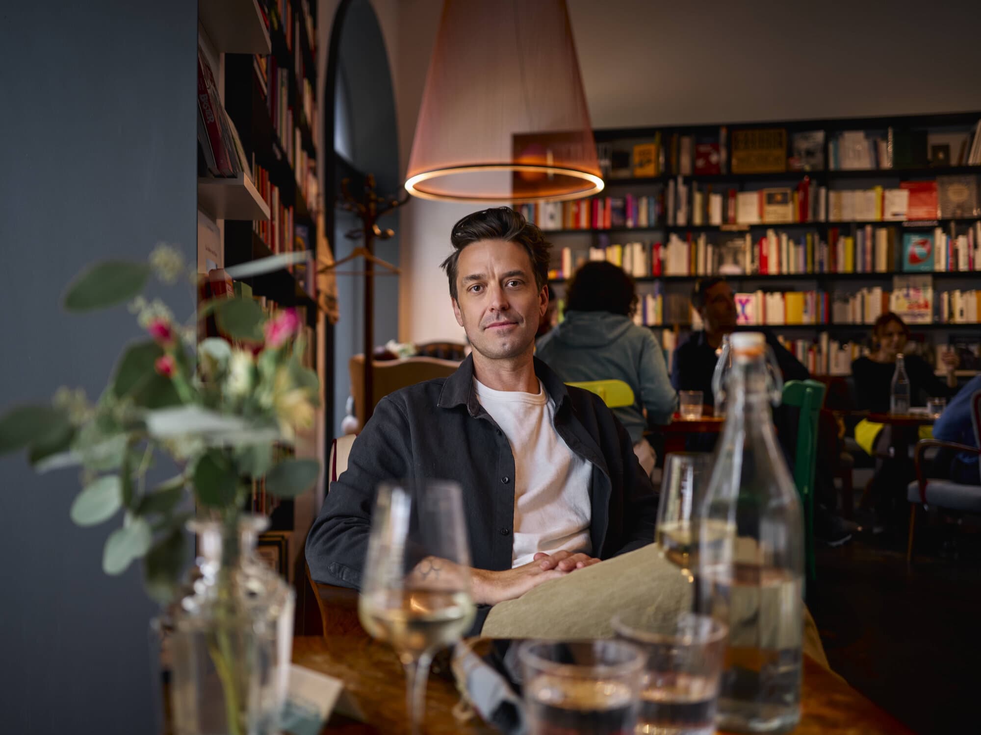 Jason Bowman, San Francisco writer, portrait at a bookstore