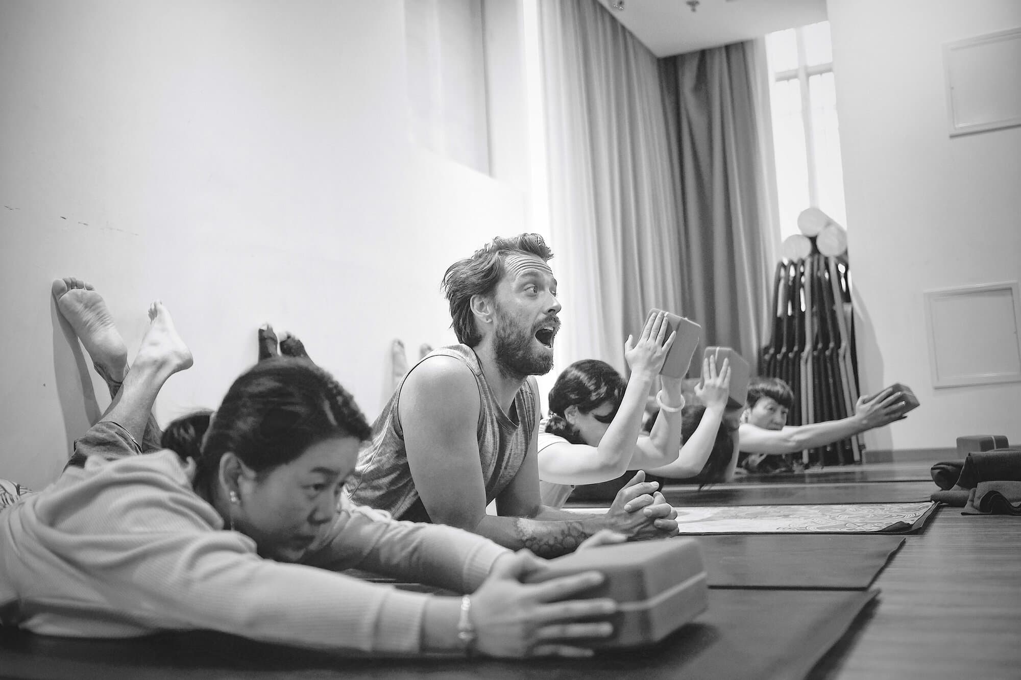 Jason Bowman leading a yoga workshop, San Francisco yoga teacher